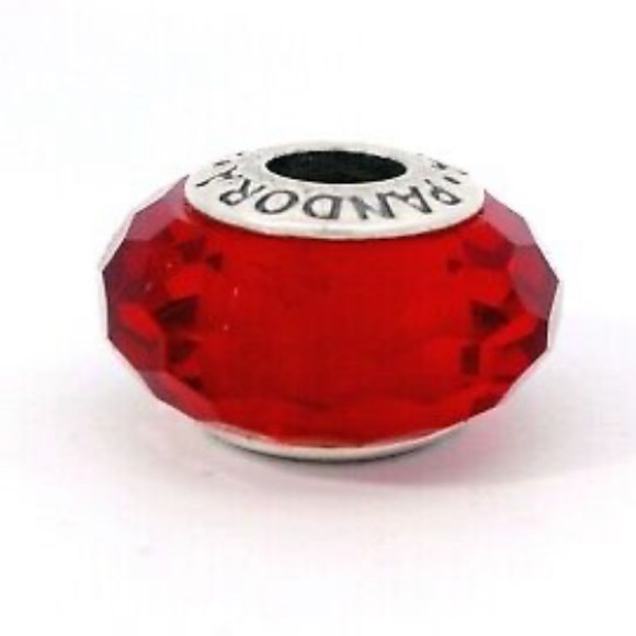 Pandora Jewelry - Pandora Sterling Silver Murano Faceted Red Glass Bead Charm (Red)